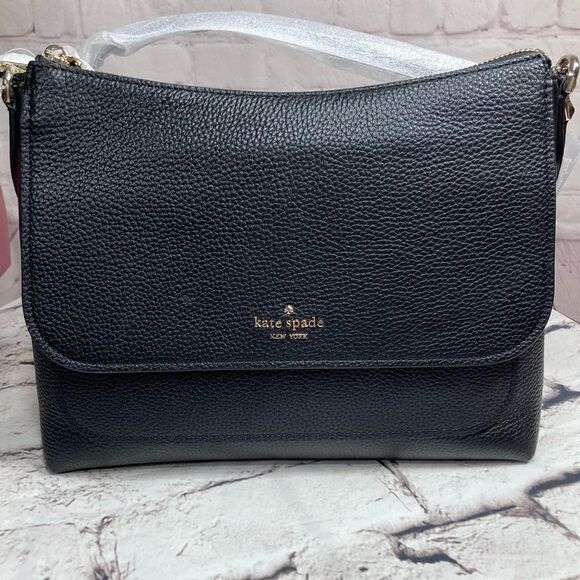 KATE SPADE melody black flap shoulder bag $399 - Picture 1 of 11